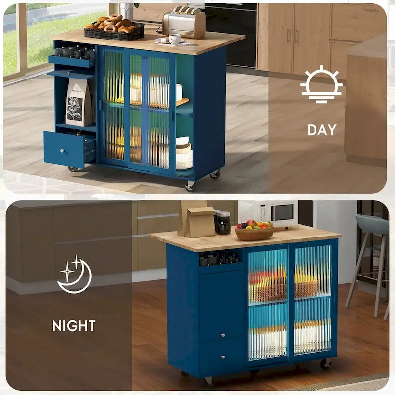 Ilot de cuisine avec abattant et lumière LED