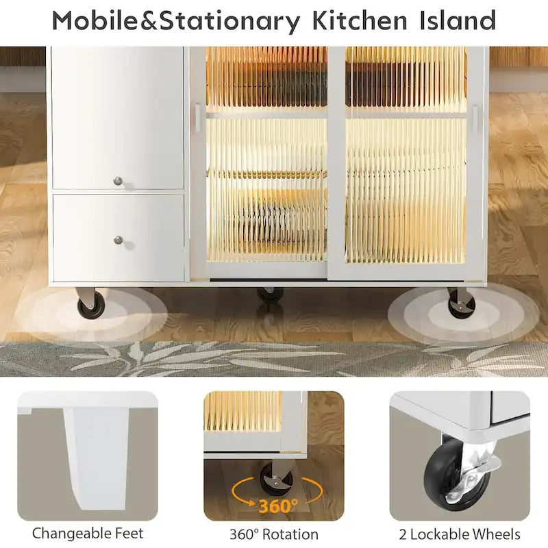 Ilot de cuisine avec abattant et lumière LED