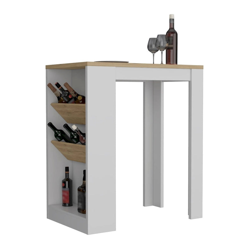 Îlot de cuisine, trois étagères, finition wengé noir / chêne clair
