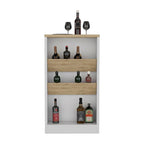 Îlot de cuisine, trois étagères, finition wengé noir / chêne clair