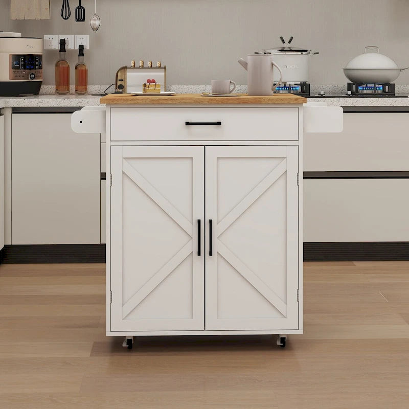 Kitchen island rolling trolley cart with Adjustable Shelves