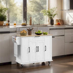 Kitchen Island on Wheels,Rolling Kitchen Cart with Rubberwood Top