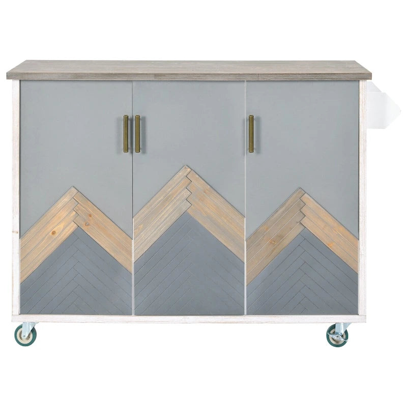 Îlot de cuisine de 131,06 cm (L) de style ferme avec abattant, étagère de rangement interne et trois portes