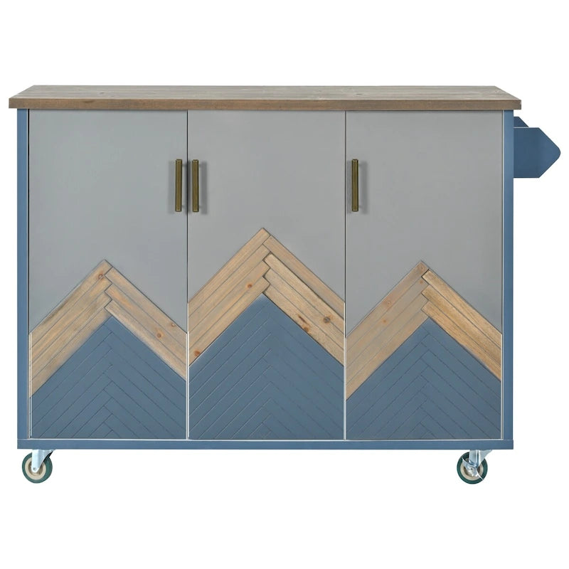 Îlot de cuisine de 131,06 cm (L) de style ferme avec abattant, étagère de rangement interne et trois portes