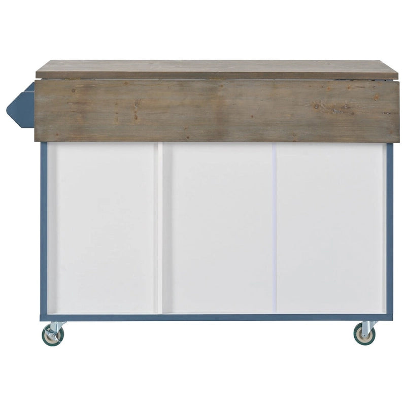 Îlot de cuisine de 131,06 cm (L) de style ferme avec abattant, étagère de rangement interne et trois portes
