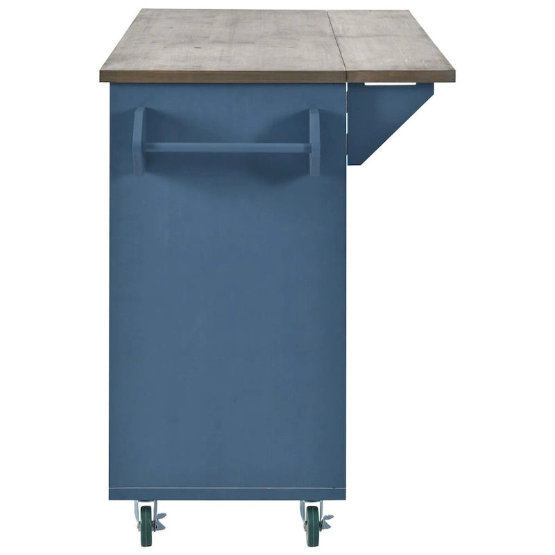 Îlot de cuisine de 131,06 cm (L) de style ferme avec abattant, étagère de rangement interne et trois portes