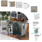Îlot de cuisine de 131,06 cm (L) de style ferme avec abattant, étagère de rangement interne et trois portes