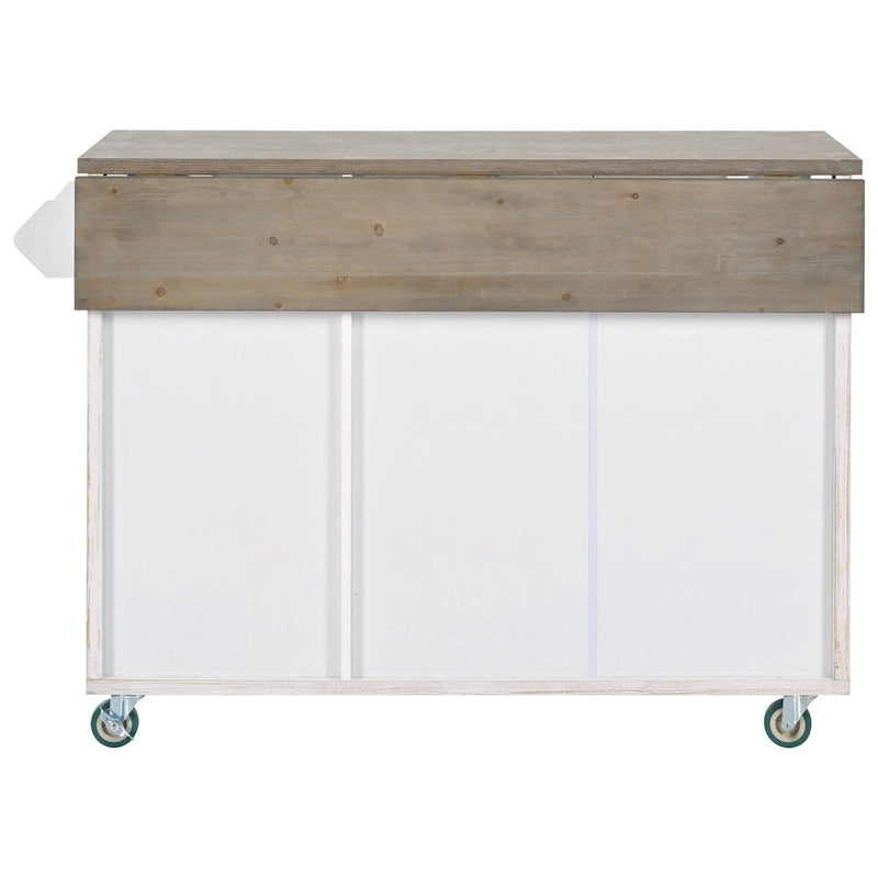 Îlot de cuisine de 131,06 cm (L) de style ferme avec abattant, étagère de rangement interne et trois portes