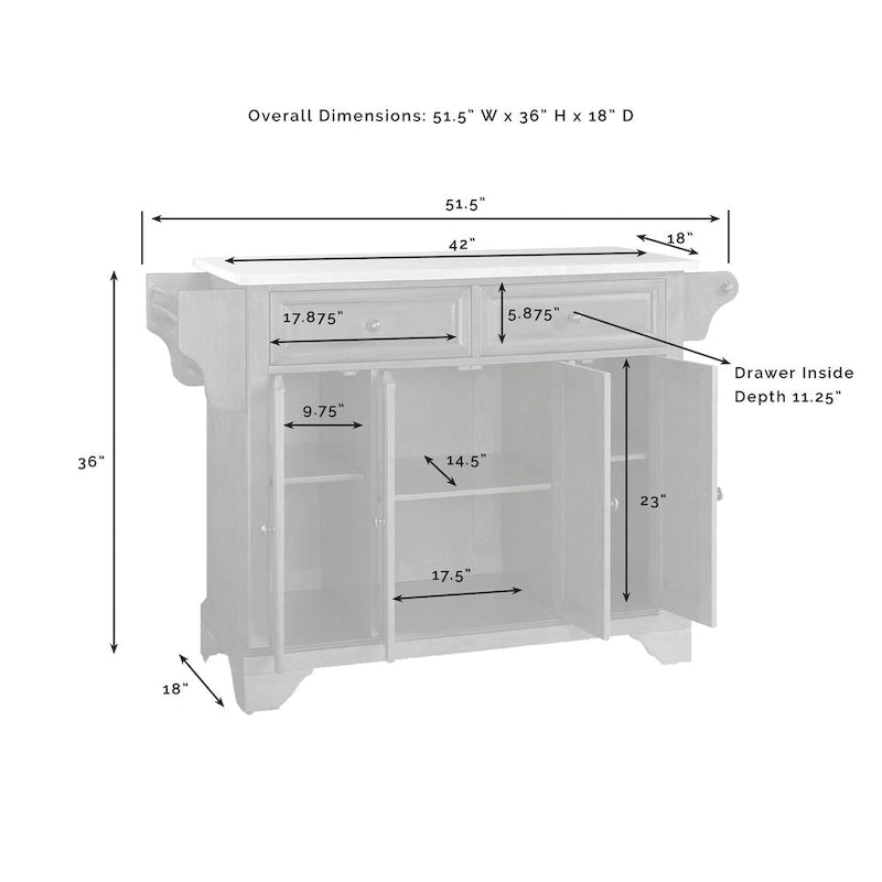 Dessus en acier inoxydable Îlot de cuisine/chariot pleine grandeur - 45,7 P x 130,8 L x 91,4 H cm