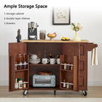 Îlot de cuisine avec comptoir abattant, Desserte de cuisine roulante, Table îlot de cuisine avec porte de grange et armoire de rangement