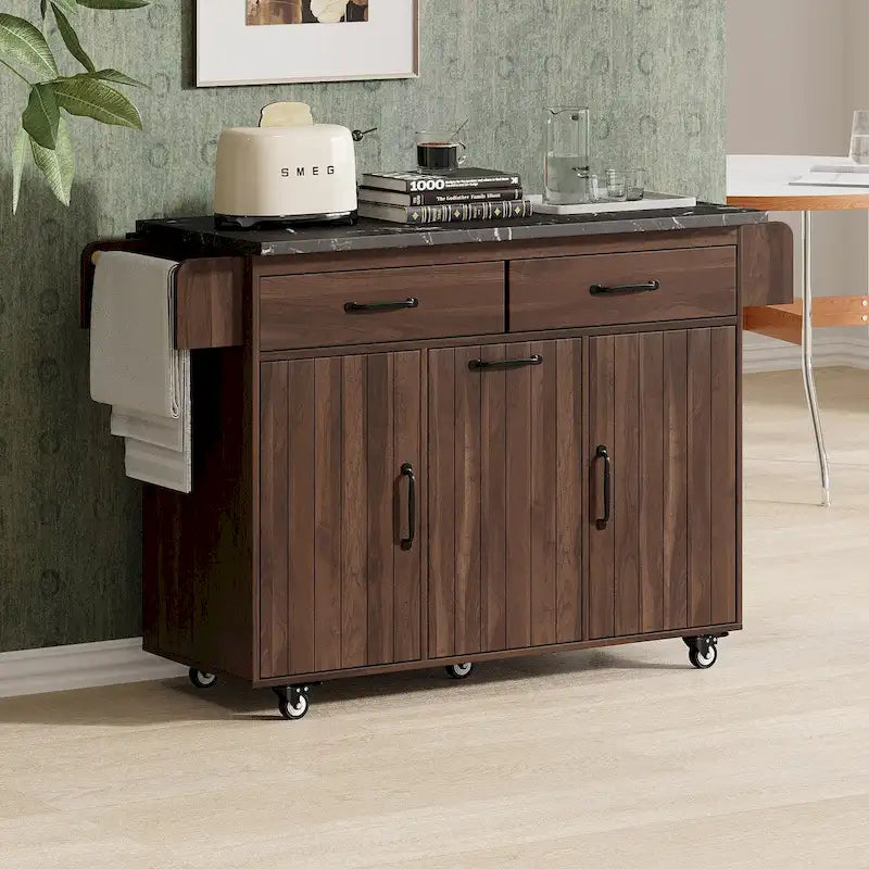 Îlot de cuisine avec meuble de rangement pour poubelle