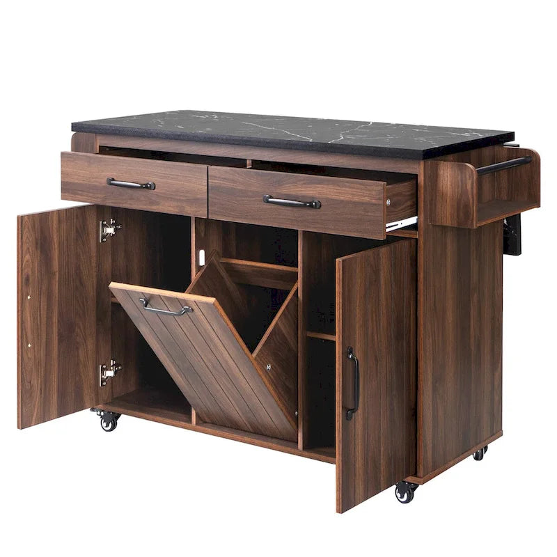 Îlot de cuisine avec meuble de rangement pour poubelle