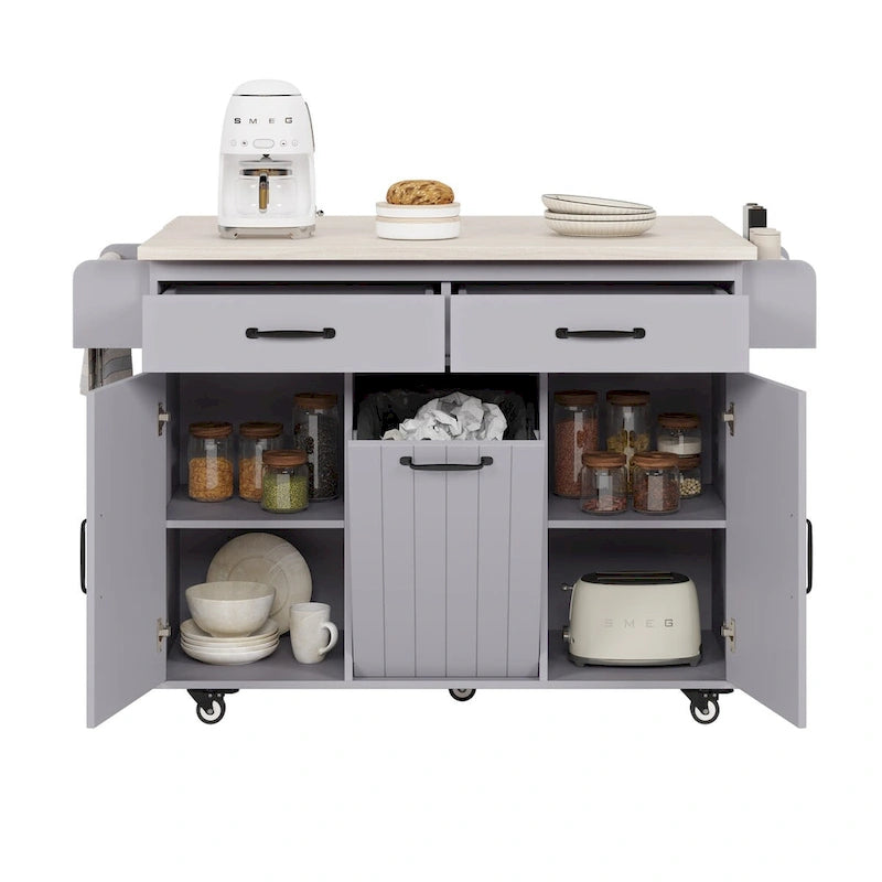 Îlot de cuisine avec meuble de rangement pour poubelle
