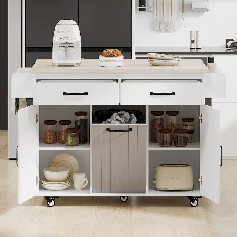 Îlot de cuisine avec meuble de rangement pour poubelle