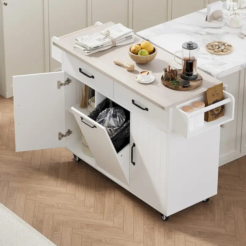 Îlot de cuisine avec meuble de rangement pour poubelle