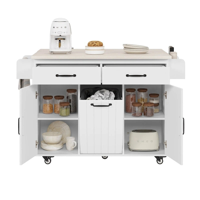 Îlot de cuisine avec meuble de rangement pour poubelle